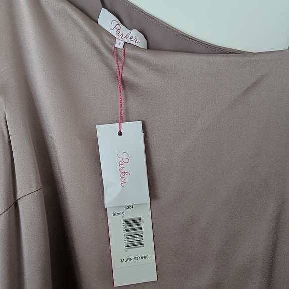 New PARKER Camille Asymmetric Silk Satin Dress - Picture 5 of 8